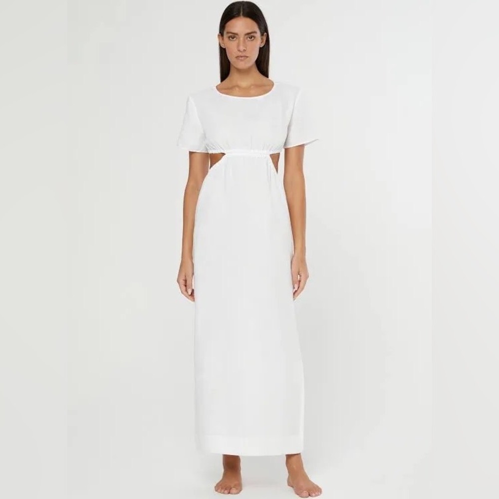Onia Air Linen Boat Cutout Maxi Dress Size in White Size XS NWT